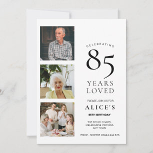 85th Birthday Invite with Photo, Elegant Simple