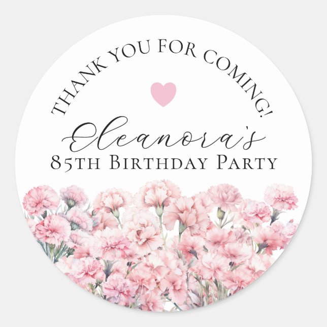 85th Birthday January Birth Flower Custom Favor Classic Round Sticker (Front)