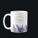 85th Birthday July Birth Flower Gift Custom Coffee Mug<br><div class="desc">Elegant summer watercolor blue larkspur flowers create a beautiful floral border at the bottom of this July Birth Flower gift. Larkspur or delphinium flowers are the July birth flower. A trendy font combination gives it a modern aesthetic. All of the text is editable.</div>