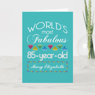 85th Birthday Most Fabulous Colourful Gem Turquois Card