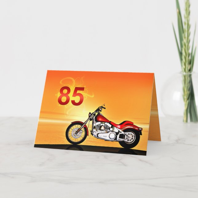 85th birthday Motorcycle sunset Card (Front)