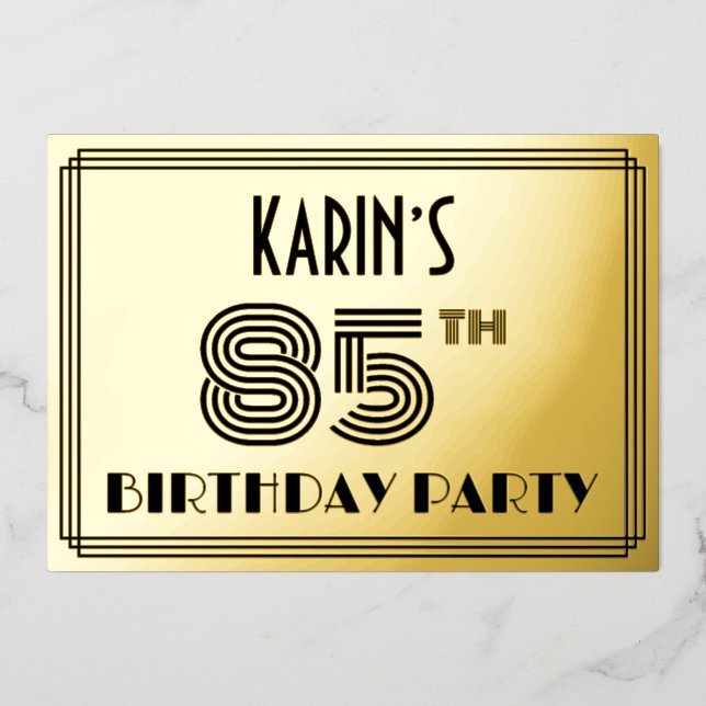 85th Birthday Party — Art Deco Style “85” & Name (Front)