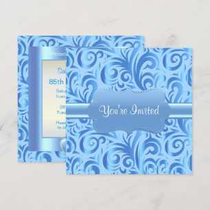 85th Birthday Party Blue, Silver & White Verder Invitation