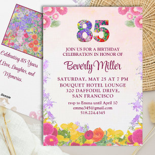 85th Birthday Party - Blush Bloom Floral 85 Invitation