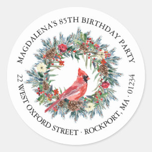 85th Birthday Party Cardinal Return Address Label