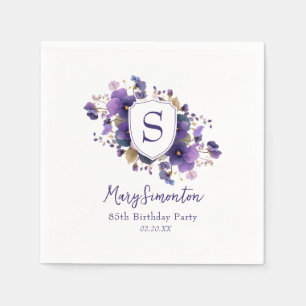 85th Birthday Party Classic Monogram Crest Napkin