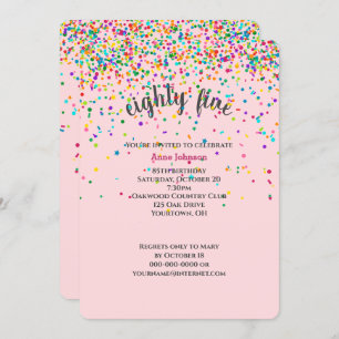 85th Birthday Party confetti Invitation