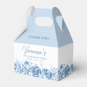 85th Birthday Party Dusty Blue Rose Floral Favour Box