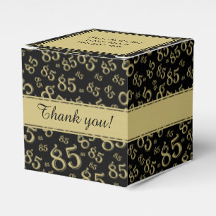 85th Birthday Party Gold/Black Number pattern Favour Box