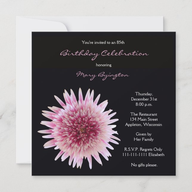 85th Birthday Party Invitation Gorgeous Gerbera (Front)