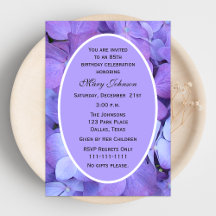 85th Birthday Party Invitation Hydrangea