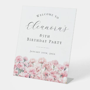 85th Birthday Party January Birth Flower Welcome Pedestal Sign