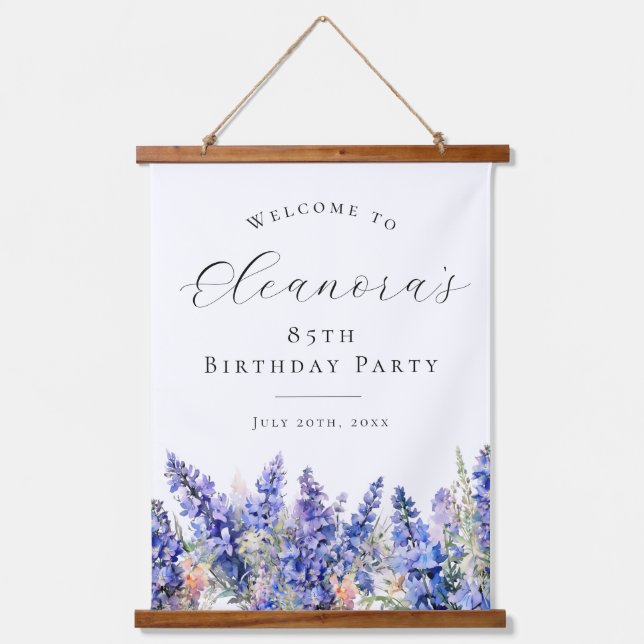 85th Birthday Party July Birth Flower Welcome Hanging Tapestry (Front)
