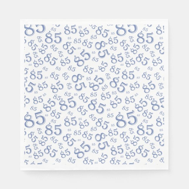 85th Birthday Party Number Pattern Blue/White Napkin (Front)