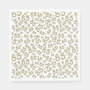 85th Birthday Party Number Pattern Gold/White Napkin