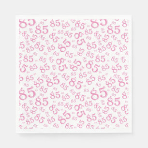 85th Birthday Party Number Pattern Pink/White Napkin