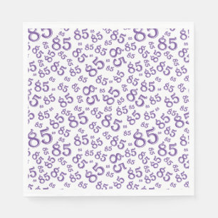 85th Birthday Party Number Pattern Purple/White Napkin