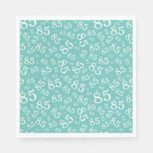 85th Birthday Party Number Pattern Teal/White Napkin