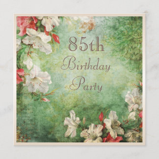 85th Birthday Party Shabby Chic Hibiscus Flowers Invitation