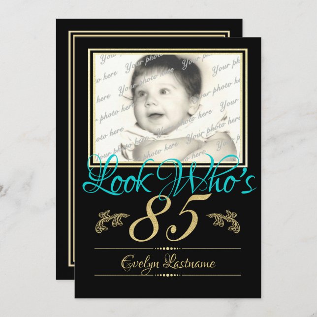 85th Birthday Photo Invitation (Front/Back)