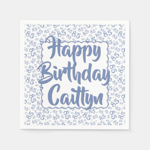 85th Birthday Random Number Pattern Scallop Blue Napkin