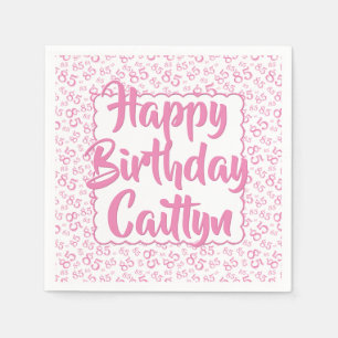 85th Birthday Random Number Pattern Scallop Pink Napkin
