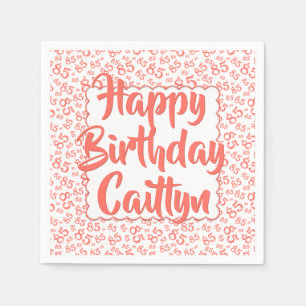85th Birthday Random Number Pattern Scallops Coral Napkin