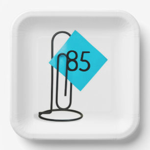 85th Birthday Reminder Note On a Paper Clip Plate