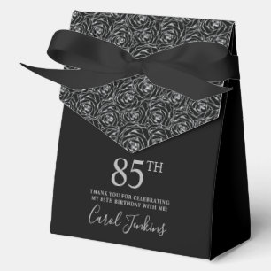 85th Birthday Silver Glitter Roses Thank You Favour Box