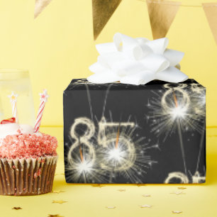 85th Birthday Sparklers on Black   Wrapping Paper