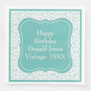 85th Birthday Teal/White Bracket Number Pattern Napkin