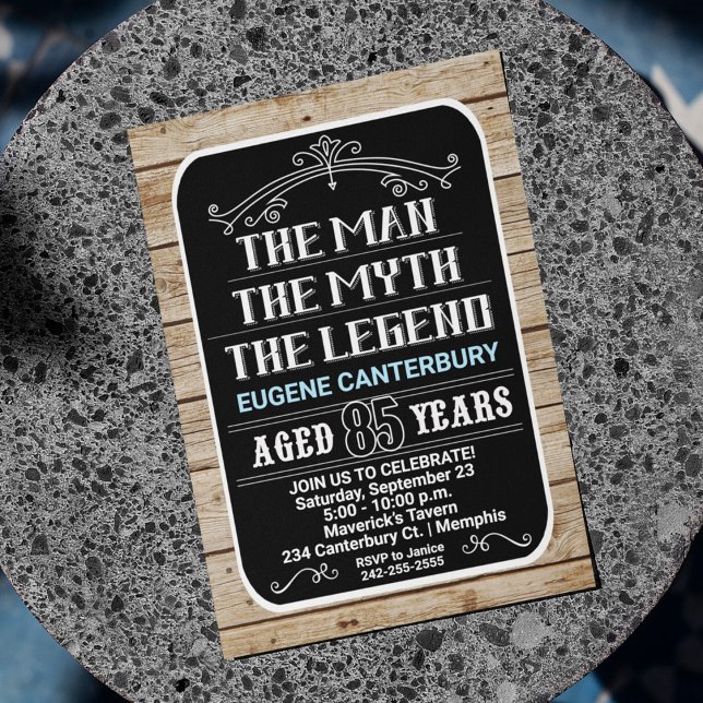 85th Birthday The Man The Myth The Legend 85 YRS Invitation (Creator Uploaded)