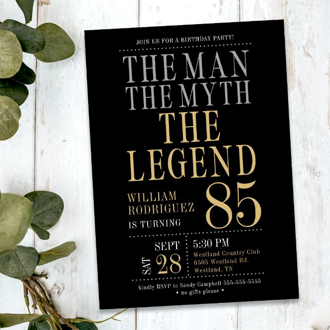 85th Birthday The Man The Myth The Legend Invitation (Creator Uploaded)