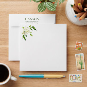 85th Birthday White Hydrangea Square Envelope