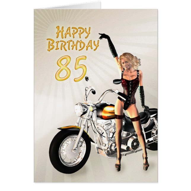 85th birthday with girls and a motorcycle (Front)