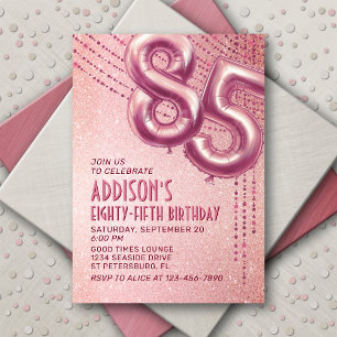 85th Birthday Womens Rose Gold Invitation