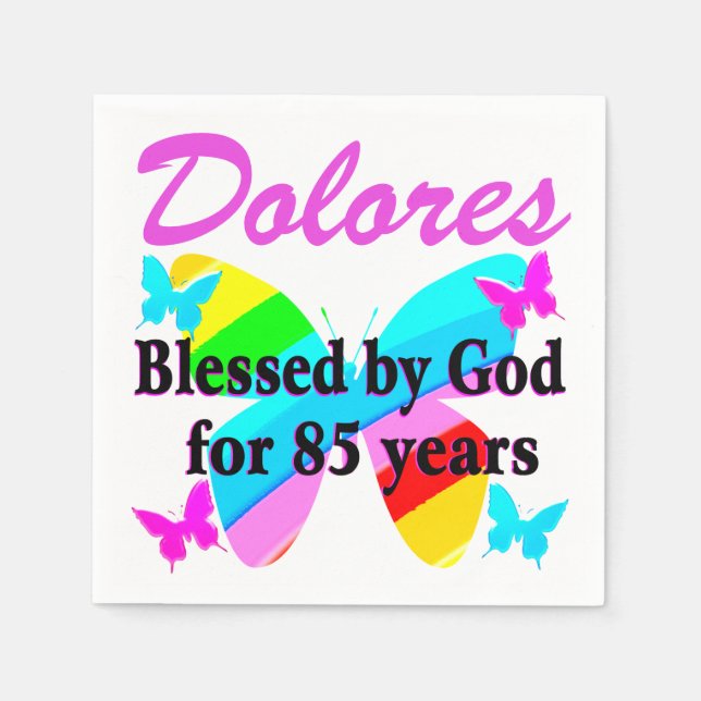 85TH BLESSED BY GOD PERSONALIZED BIRTHDAY NAPKINS (Front)