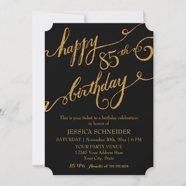 85th, Eighty Fifth Birthday Party Celebration Invitation (Front)