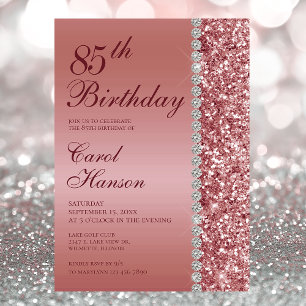 85th Elegant Rose Gold Birthday Invitation