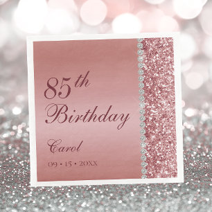 85th Elegant Rose Gold Birthday Napkin