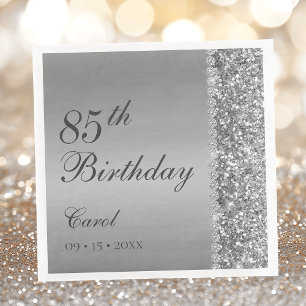 85th Elegant Silver Birthday Napkin