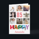 85th Happy Birthday Photo Collage Modern Pink Card<br><div class="desc">85th Happy Birthday Photo Collage Modern Pink Card with personalised name. For further customisation,  please click the "Customise it" button and use our design tool to modify this template.</div>