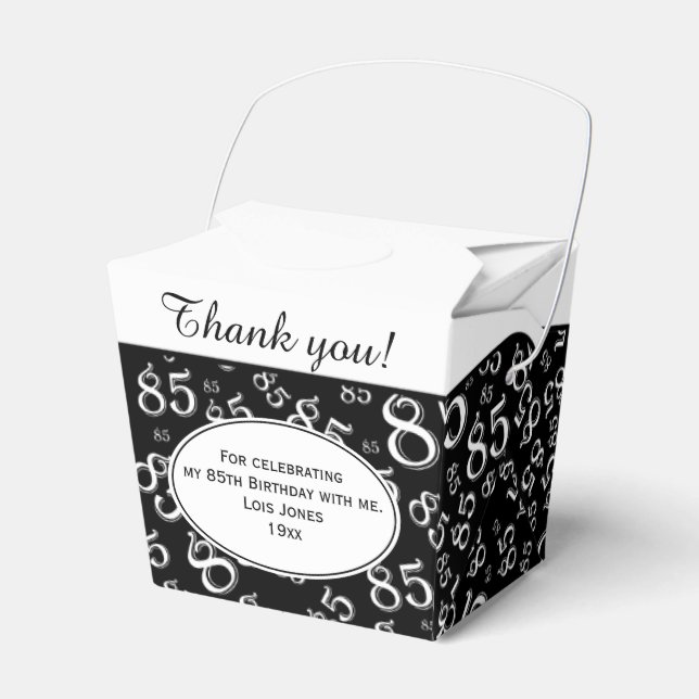 85th Party Black/White Random Number Pattern Favour Box (Front Side)