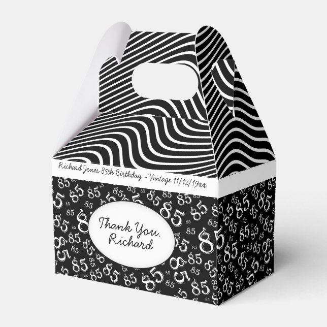 85th Party Black/White Random Number Pattern Favour Box (Front Side)