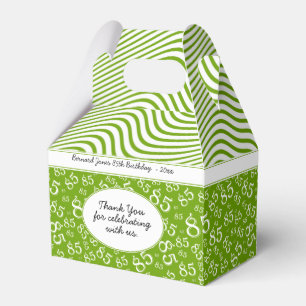 85th Party Green/White Random Number Pattern Favour Box
