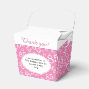 85th Party Pink/White Random Number Pattern Favour Box