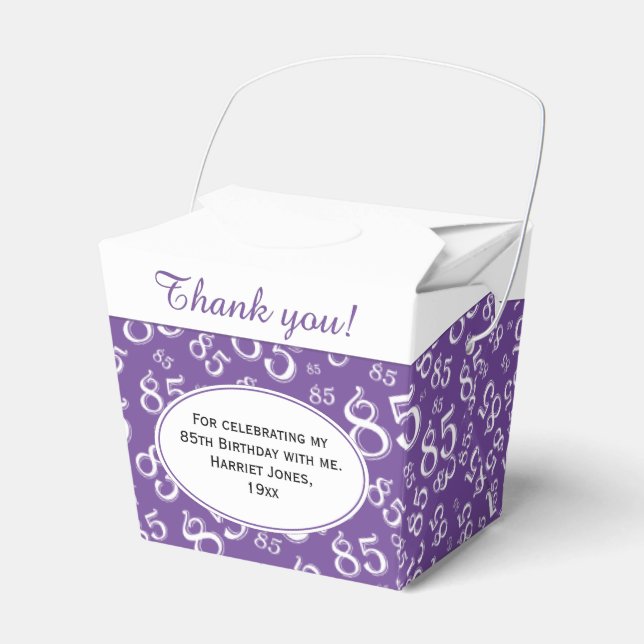 85th Party Purple/White Random Number Pattern Favour Box (Front Side)