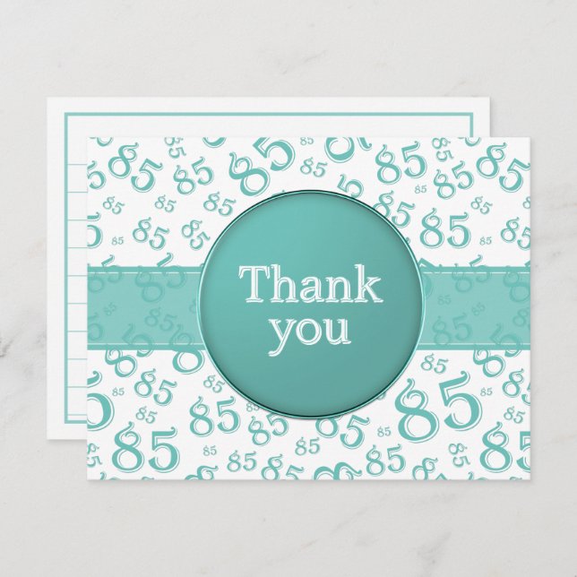85th Thank You: Teal/White Number Pattern (Front/Back)