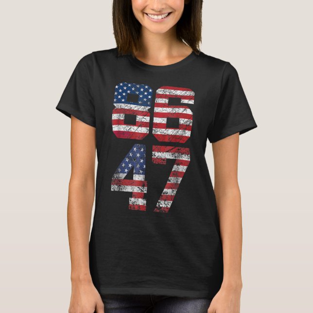 8647 Anti Trump 86 47 Retro Anti-trump Us Flag Imp T-Shirt (Front)