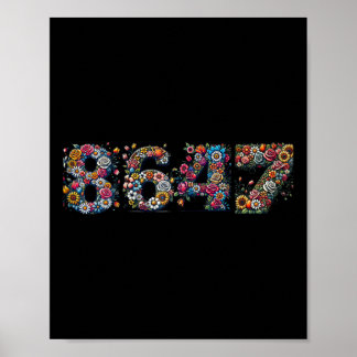 8647 Anti Trump Retro Floral  Poster